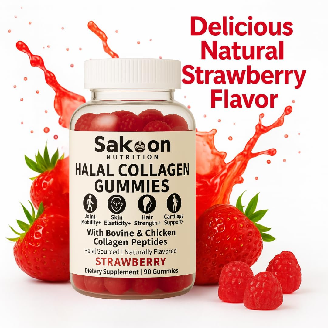 Sakoon nutrition Halal Certified Collagen Peptides Gummies (Type I, II & III) 90 Gummies