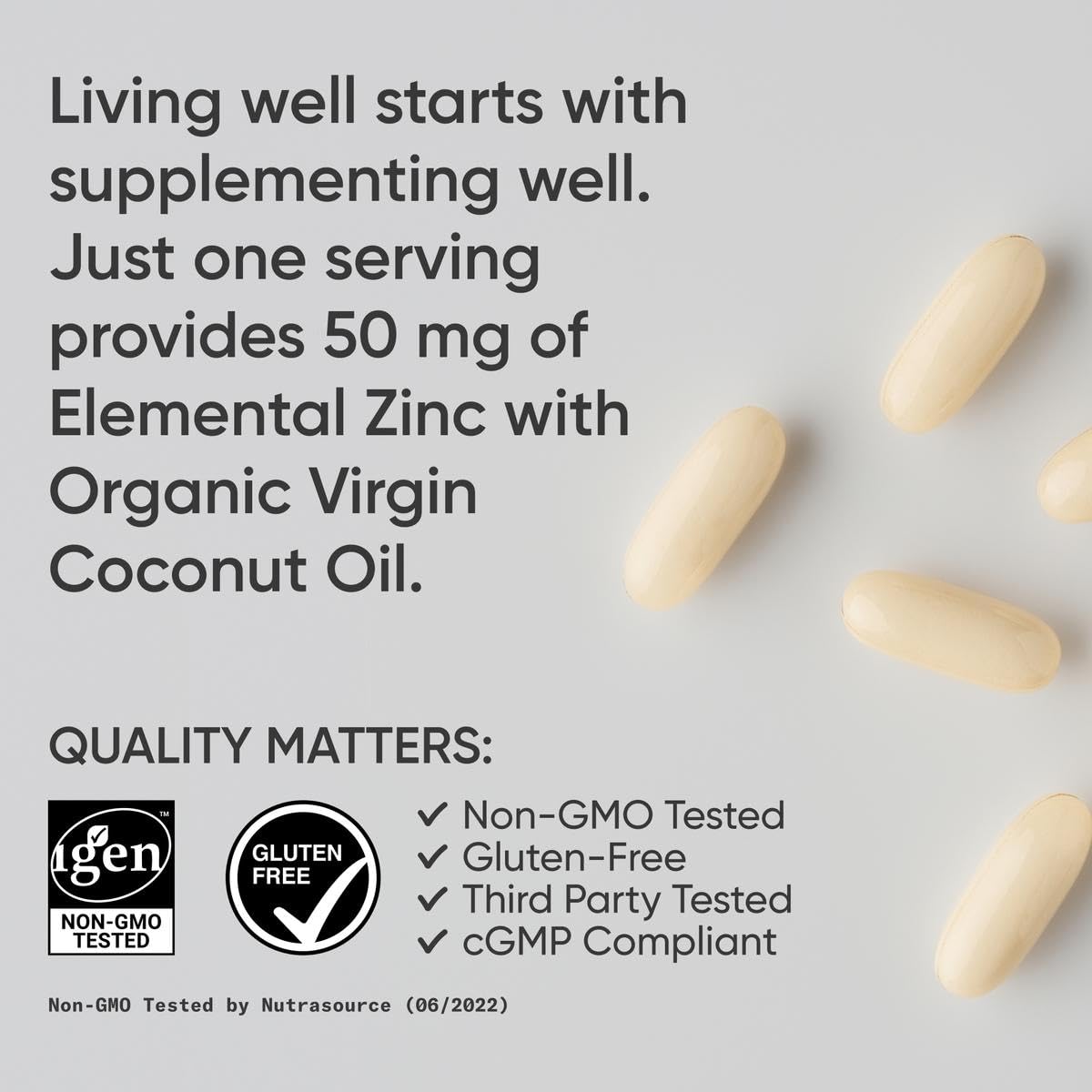 Sports Research High Potency Zinc Picolinate 50mg with Organic Coconut Oil Softgels, 60 Count