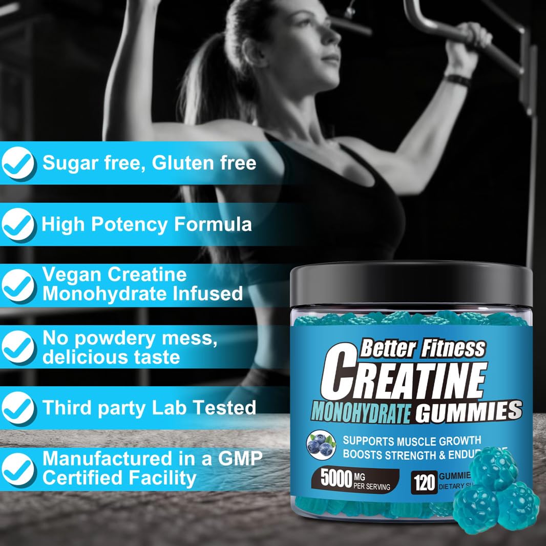 BetterFitness Creapure Creatine Gummies 120 Count