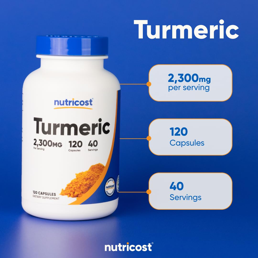 Nutricost Turmeric Curcumin with BioPerine and 95% Curcuminoids, 2300mg, 120 Capsules