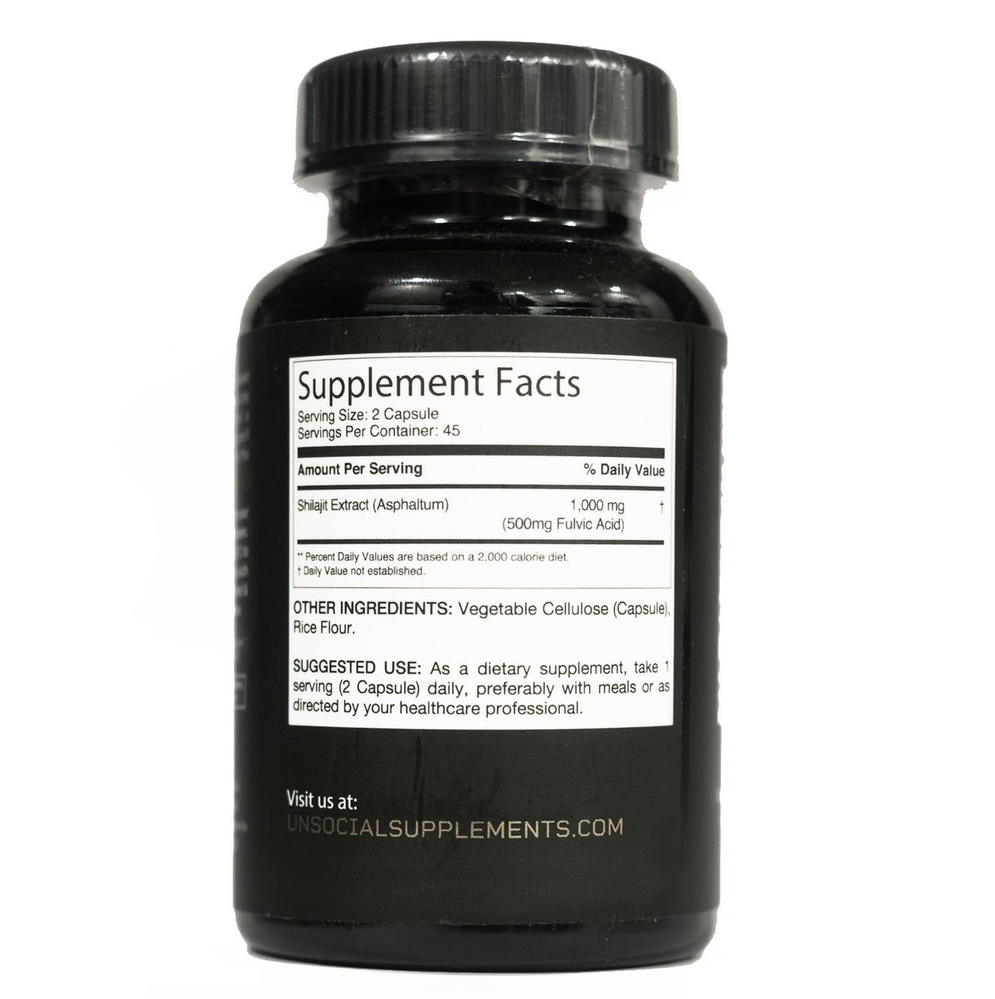 Unsocial Pomade Pure Shilajit Capsules for Men 1000mg per Serving, 90 Capsules