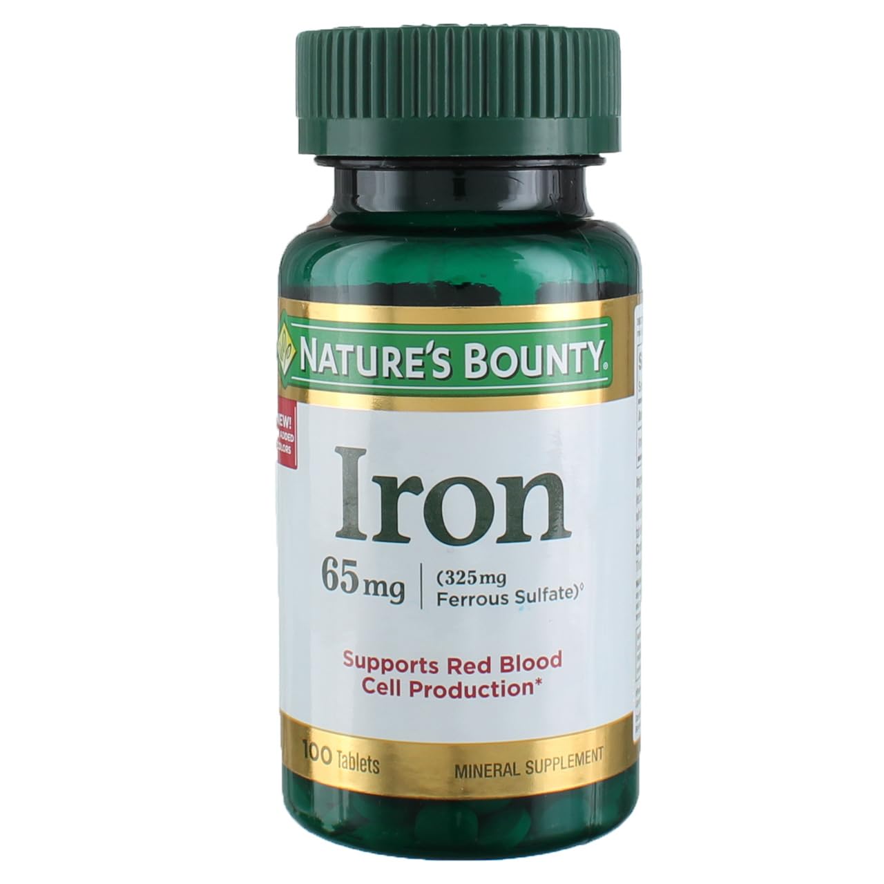 Nature's Bounty Iron 65 mg Ferrous Sulfate Tablets, 200 Count