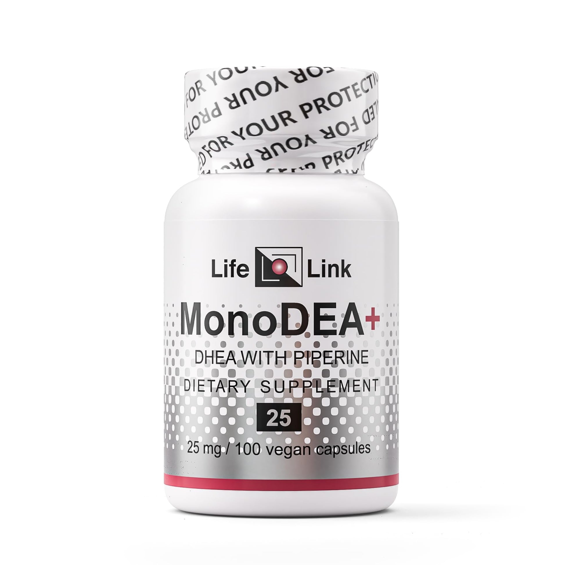 LifeLink DHEA MonoDEA+ (Dehydroepiandrosterone w/Piperine) 25 mg Capsules, 100 Count