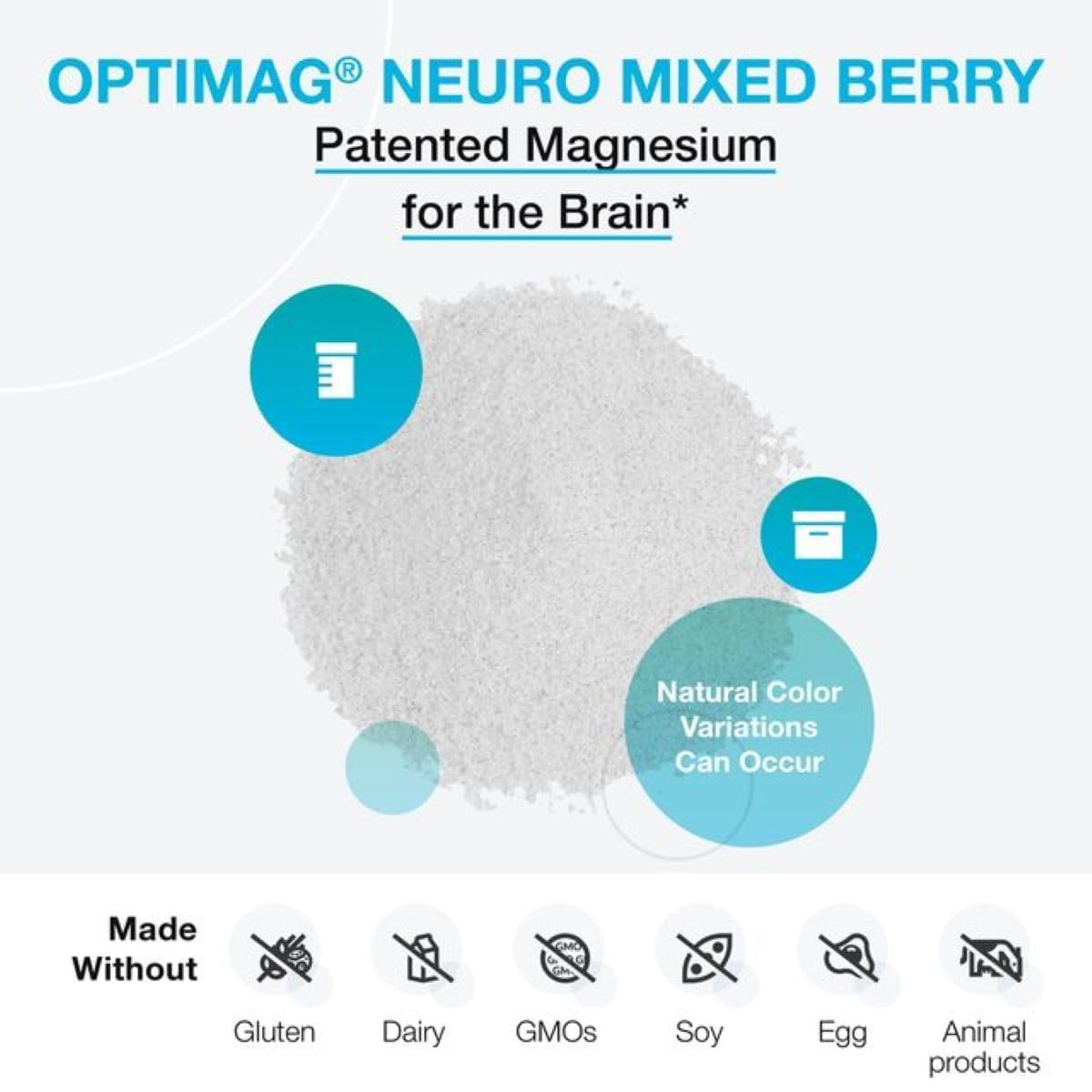 XYMOGEN OptiMag Neuro Powder, Magnesium Glycinate & L-Threonate, Chelated Magnesium, Mixed Berry Flavor, 2.64 Oz
