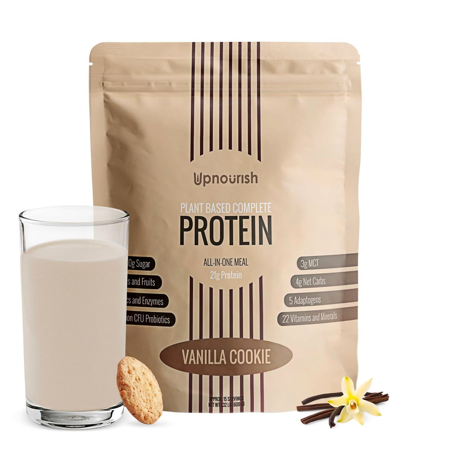 UpNourish Vanilla Cookie Vegan Protein Powder 22.24 Ounce