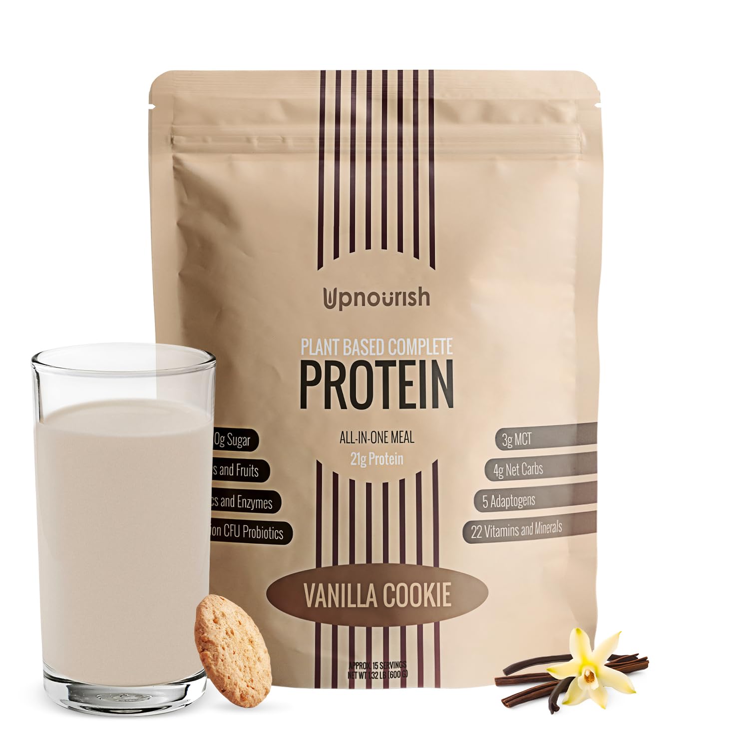 UpNourish Vanilla Cookie Vegan Protein Powder 22.24 Ounce