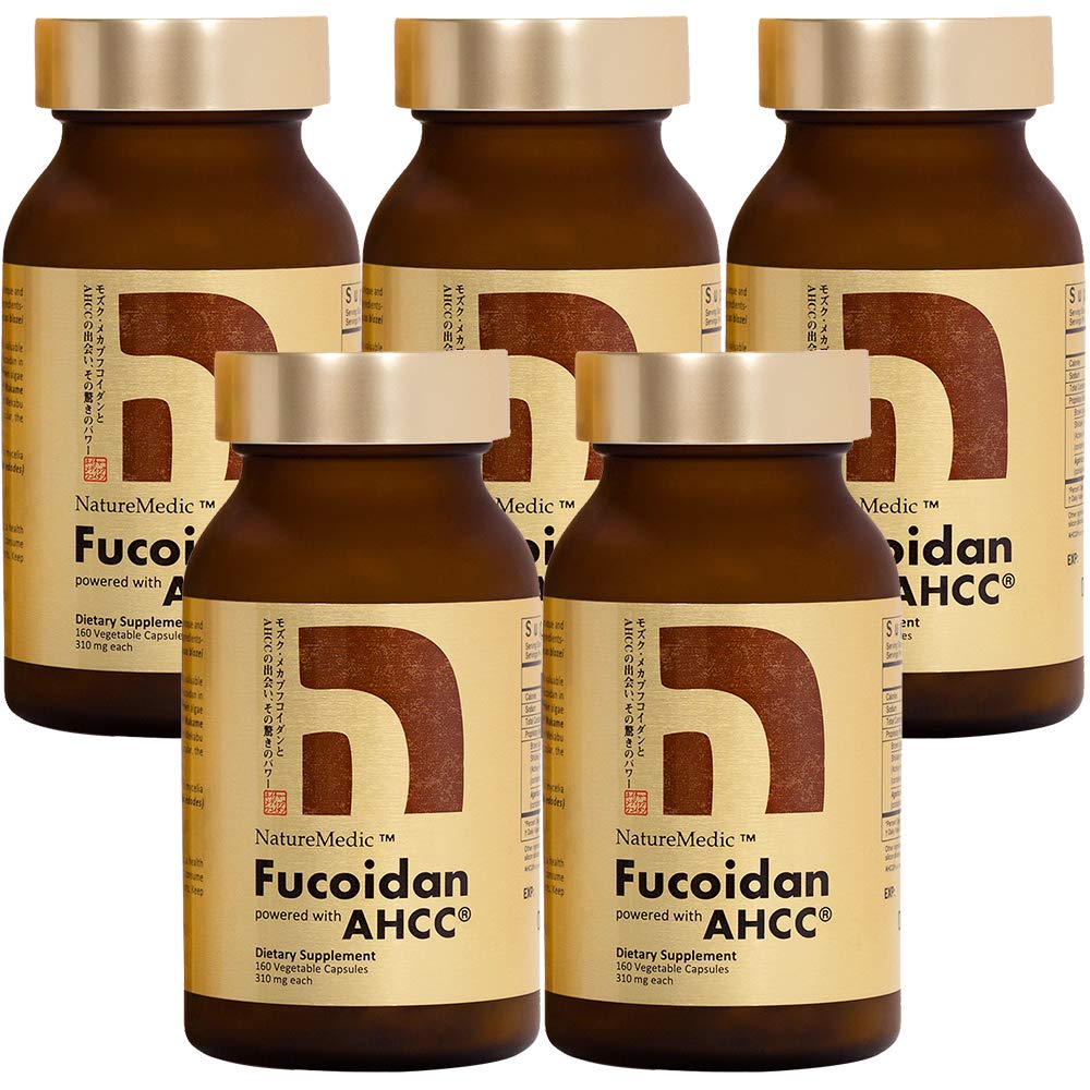 NatureMedic Fucoidan Powered with AHCC Brown Seaweed Immunity Supplement with High Purity Mekabu Mozuku Agaricus 836 Capsules