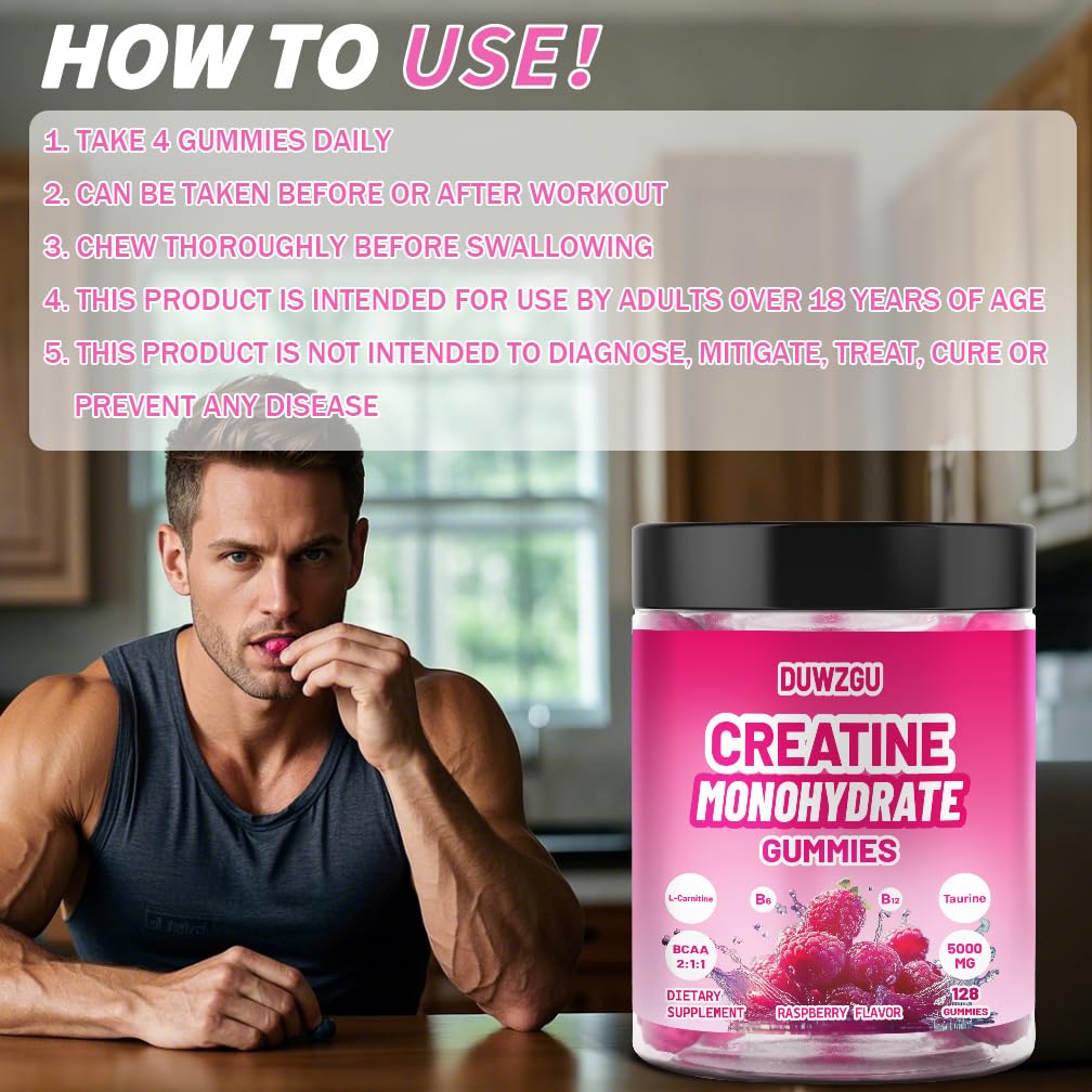 DUWZGU Creatine Monohydrate Gummies 128 Count