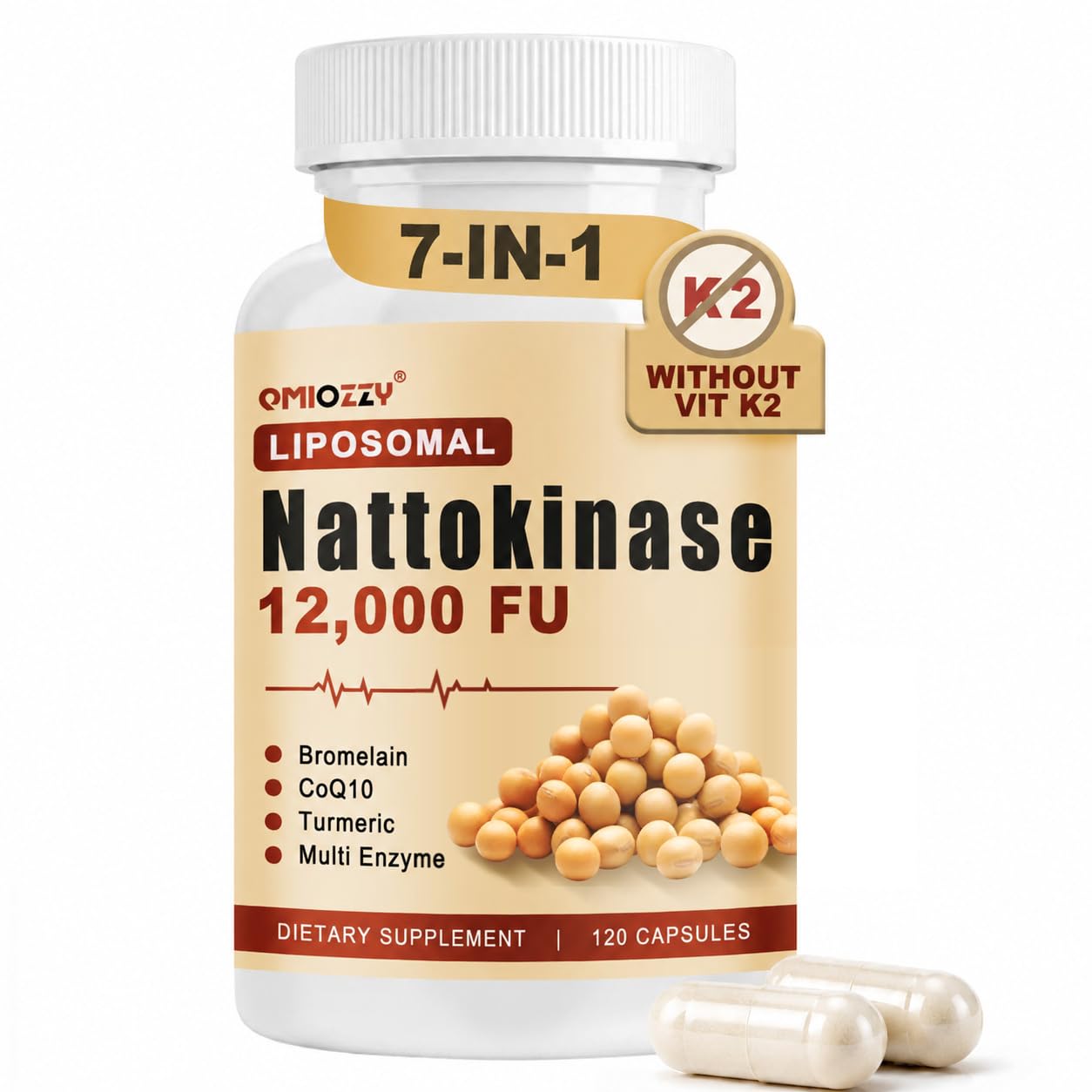 Qmiozzy Nattokinase Supplement 12,000 FU Liposomal Natto Kinase Capsule 116 Count