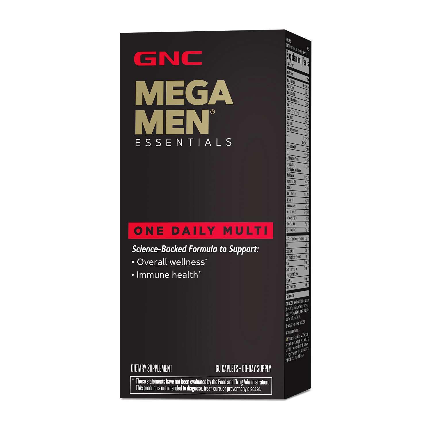 GNC Mega Men Essentials One Daily Multivitamin Caplets 60 Count