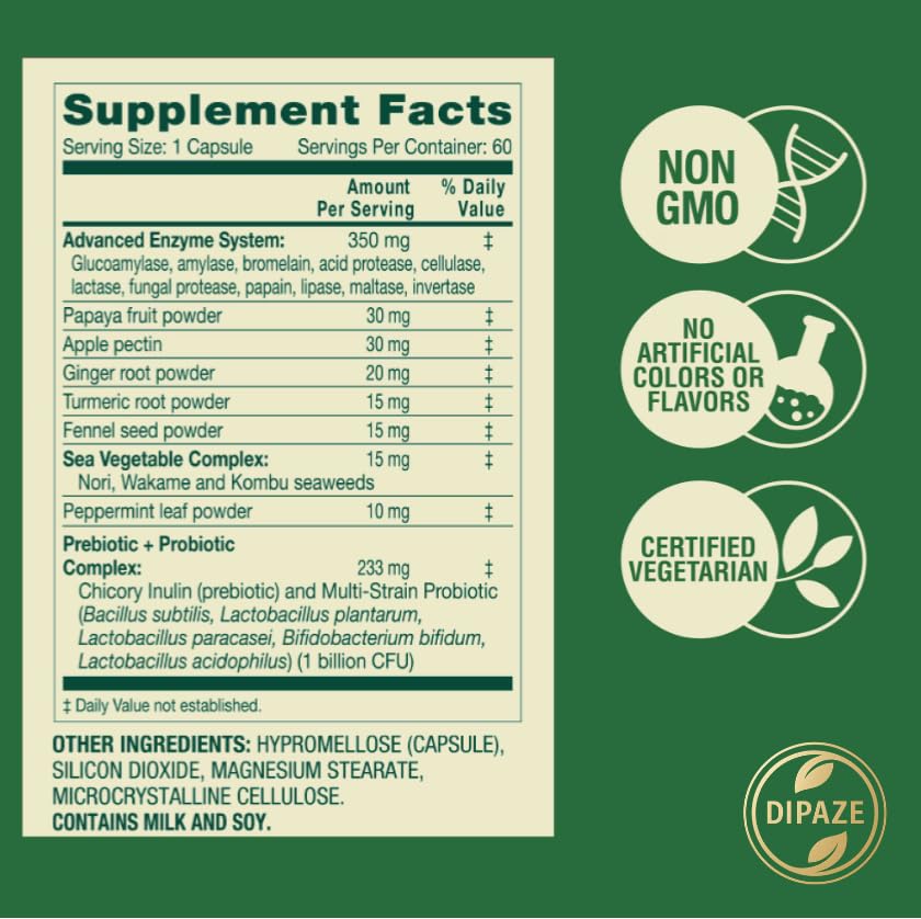 Generic Advanced Papaya, Ginger Root, Turmeric, Fennel Seed, Peppermint Leaf, Apple Pectin Powder 60 Capsules