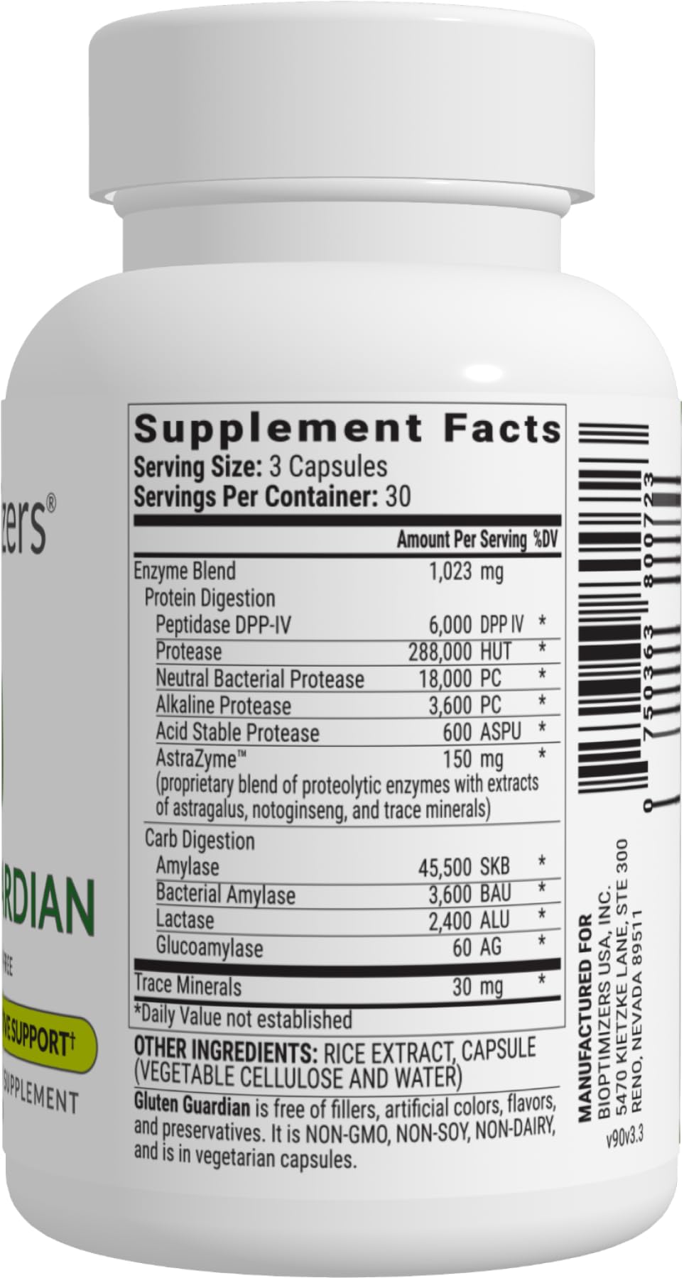 BIOptimizers Gluten Guardian 3.0 90 Capsules