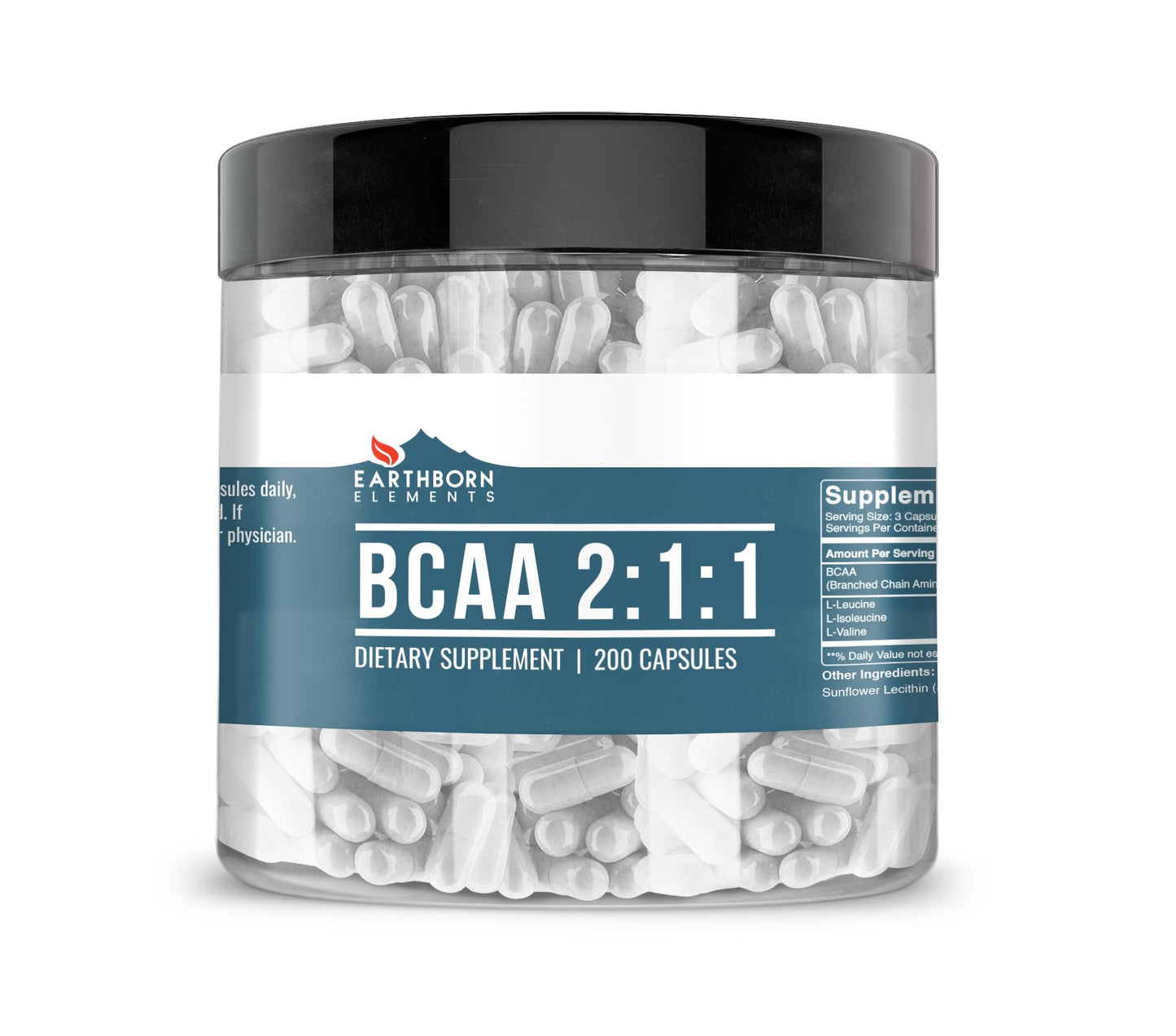 Earthborn Elements BCAA Capsules, 200 Capsules