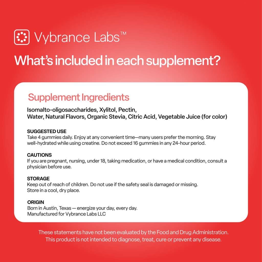 VYBRANCE LABS Creatine Monohydrate Gummies 120 Count