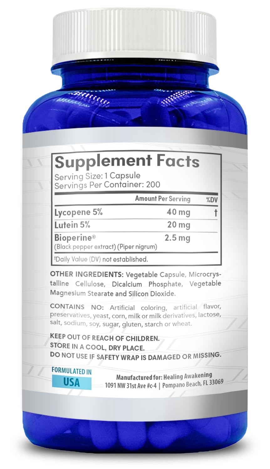 Healing Awakening Lycopene & Lutein Complex Capsules, 200 Count