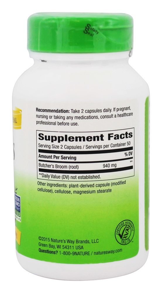 Nature's Way Butchers Broom Root Capsules 100