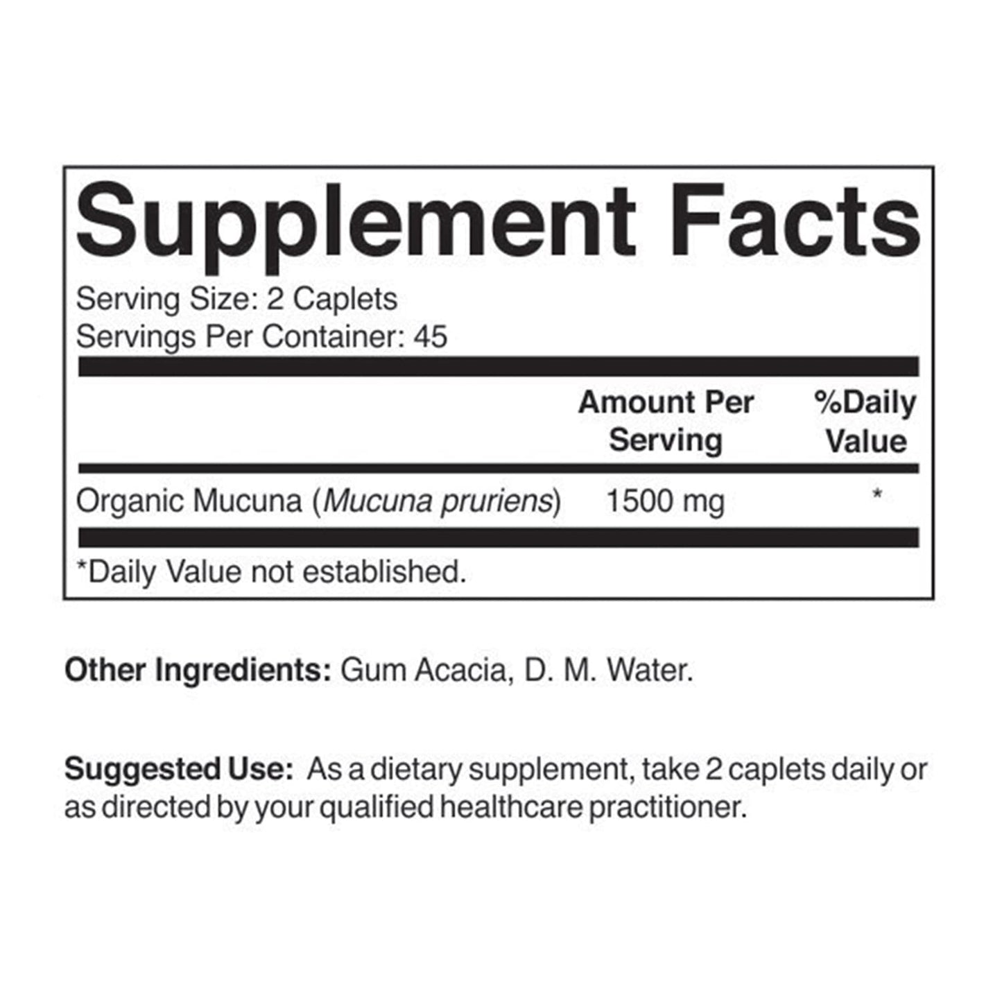 Brieofood Organic Mucuna 1500mg Tablets 180 Count