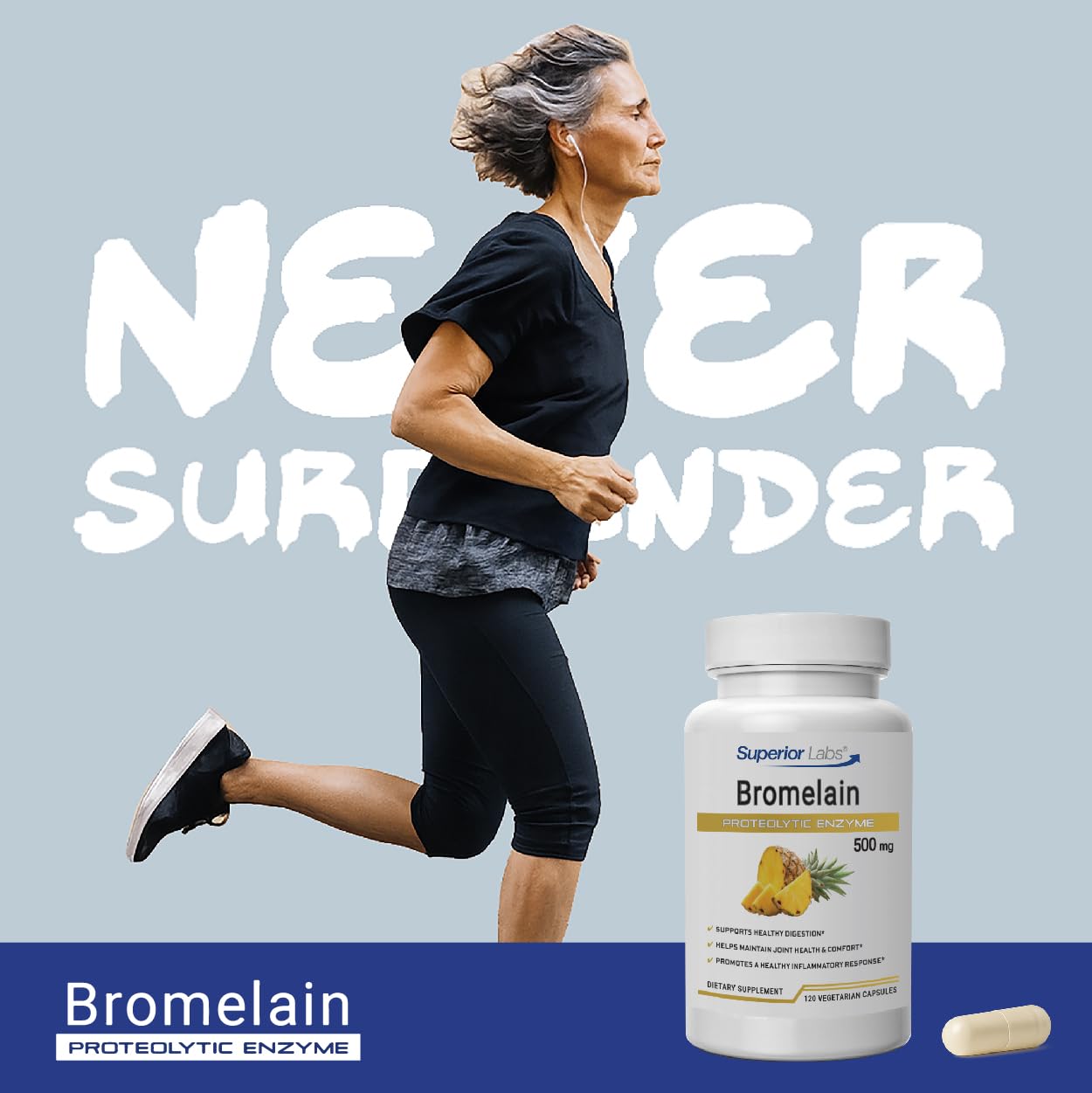 Superior Labs Bromelain 500mg – 2400 GDU/Gram Non-GMO Pineapple Enzyme, Plant-Based Digestive Support, Promotes Joint Comfort & Tissue Health, 120 Veg Caps