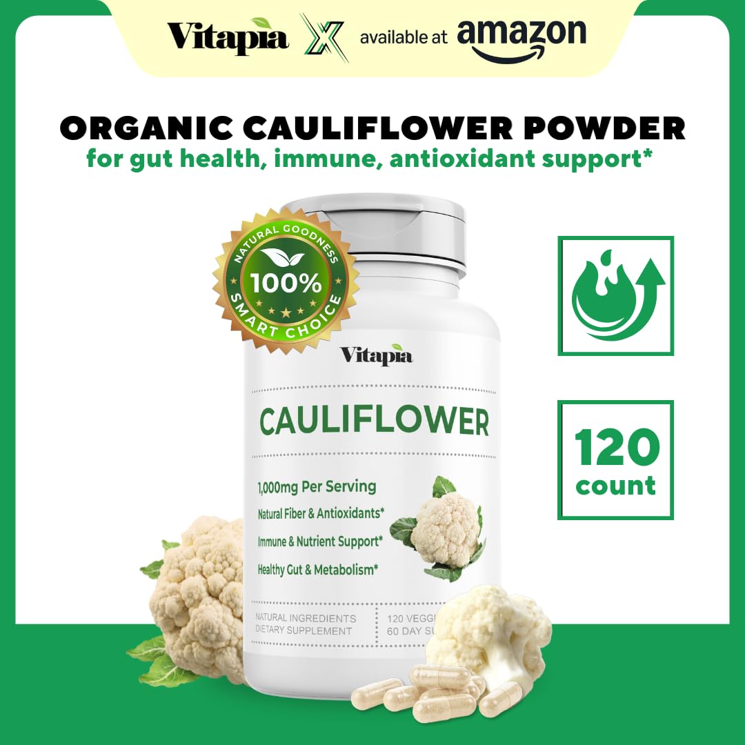 Vitapia Organic Cauliflower Superfood Veggies Powder Supplement 120 Capsules