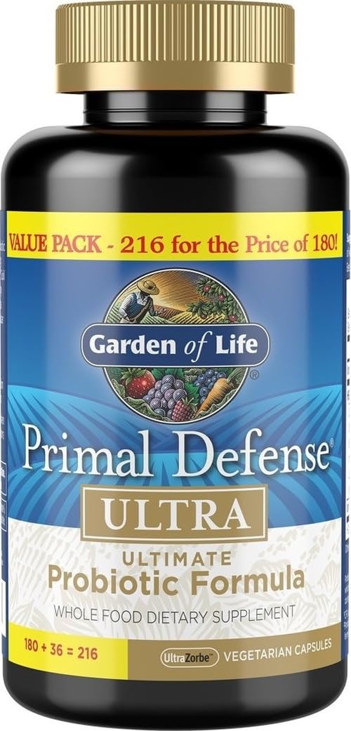 Garden of Life Primal Defense Ultra 15 Billion CFU Plus HSOs Capsules, 216 Count
