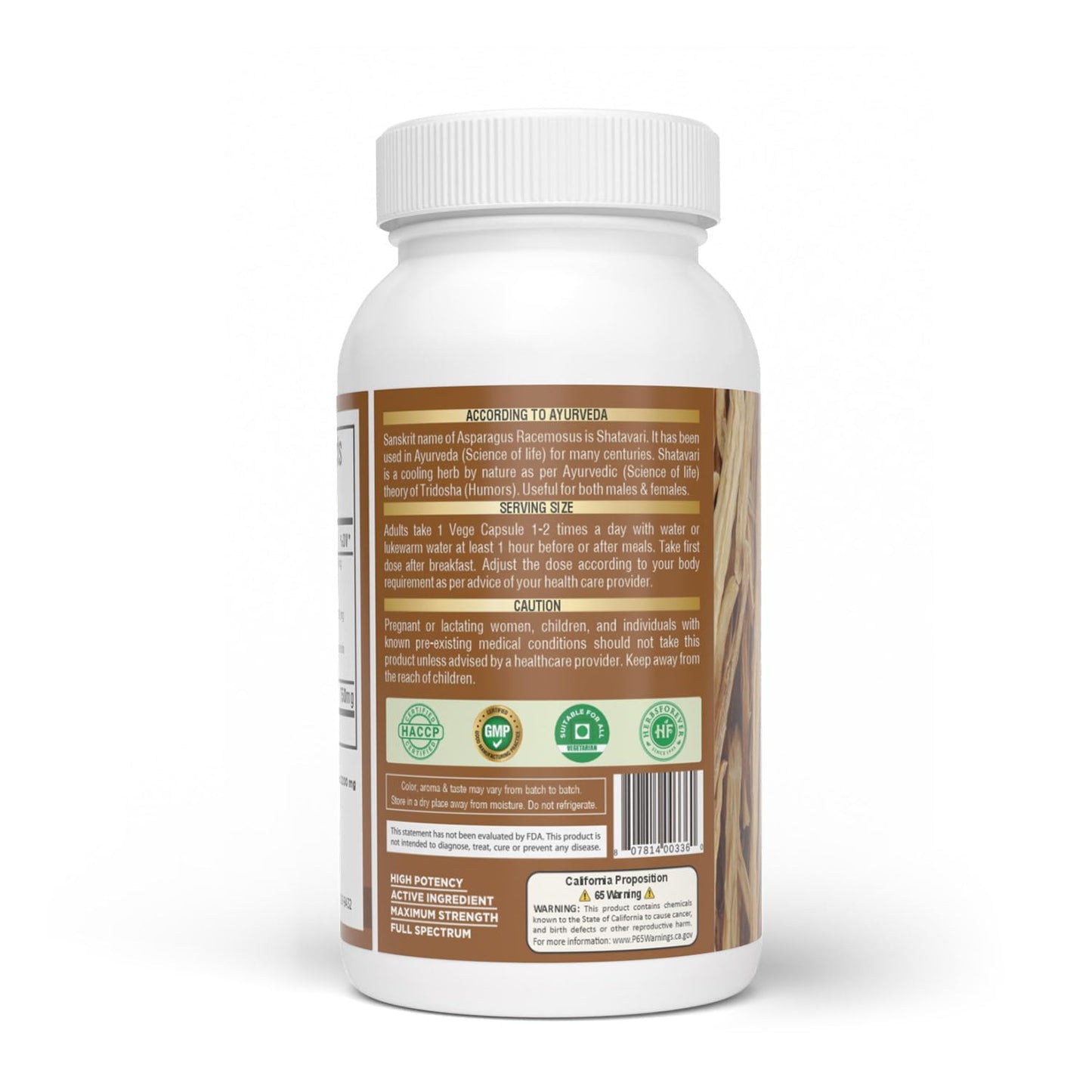 Herbsforever Shatavari (Asparagus Racemosus) Extra Strength 8:1 Extract 60 Veg Capsules