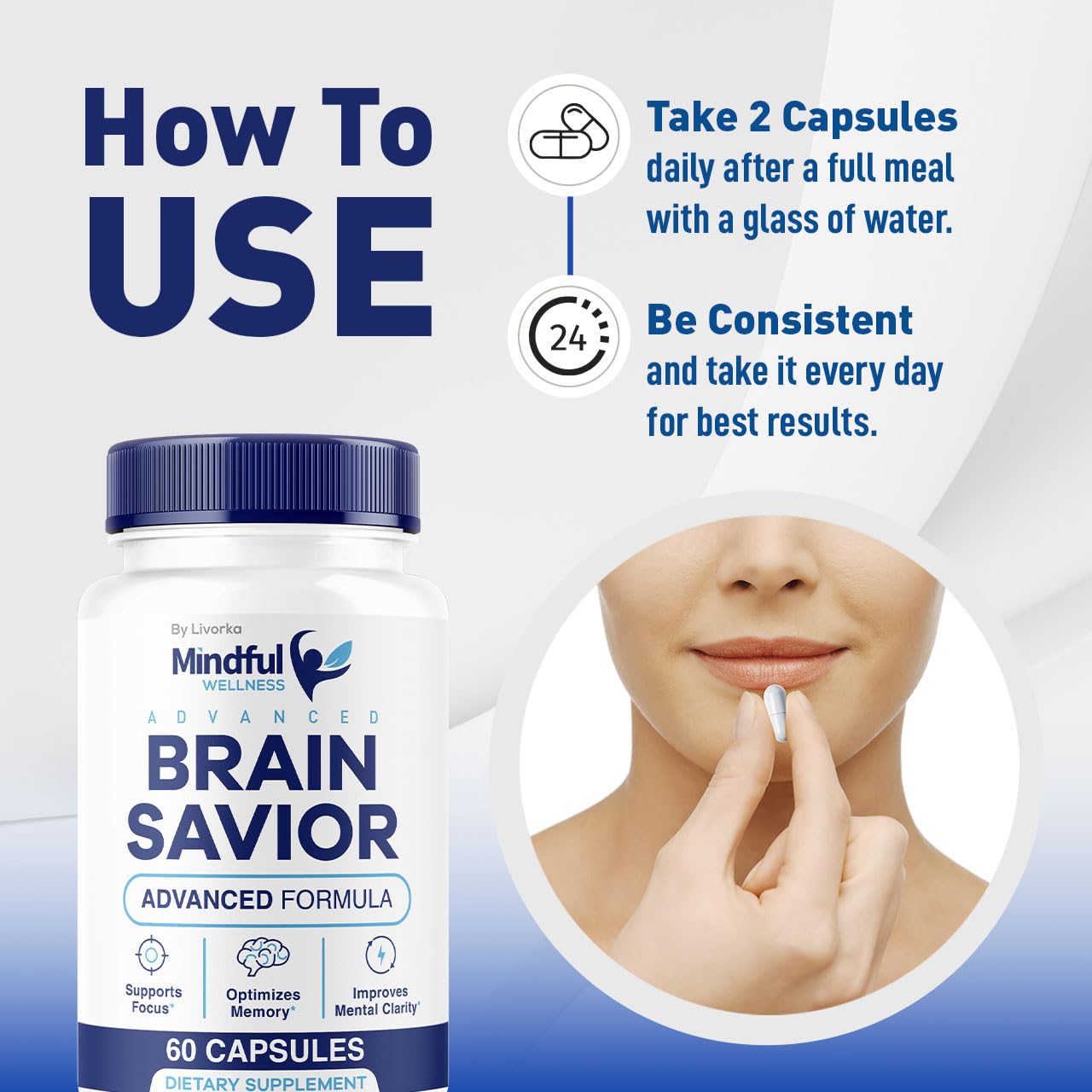 LIVORKA Mindful Wellness Advanced Brain Savior Capsules, 300 Capsules