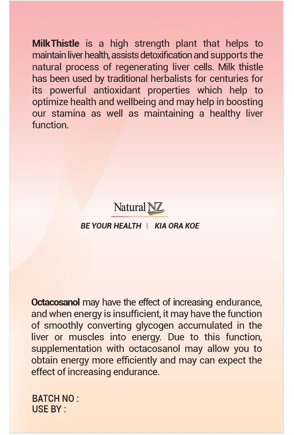 Natural NZ Polithisfur (Policosanol + Milk Thistle + MSM) Vege Capsules, 90