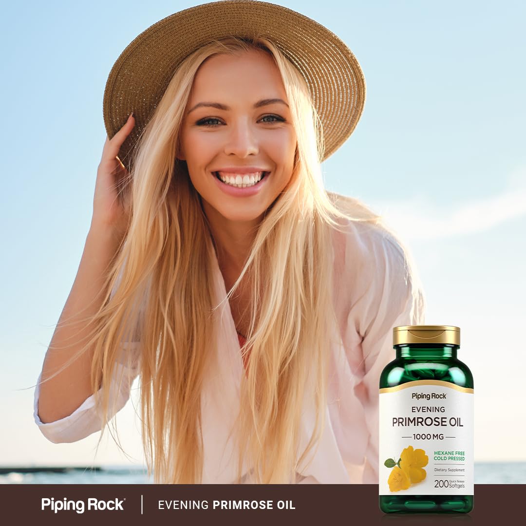 Piping Rock Evening Primrose Oil Softgels 1000mg, 200 Count