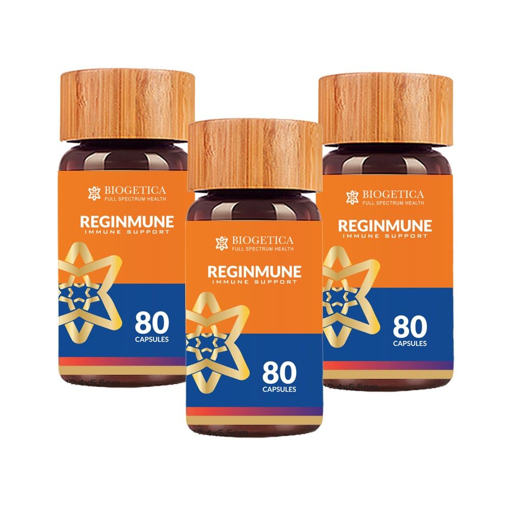 Biogetica Reginmune Natural Immune Support Supplement - Daily Wellness & Cellular Health Formula with Zinc, Magnesium, Echinacea, L-Glutamine & Aloe Vera - Vegan Diet Capsules, 80 Count