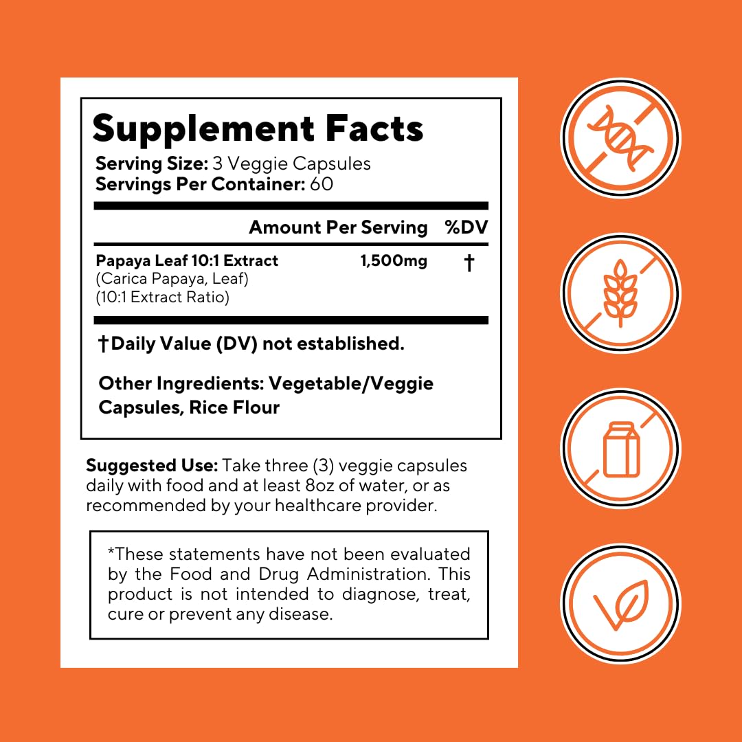 Vitapia Papaya Leaf 10:1 Extract Capsules, 180 Count