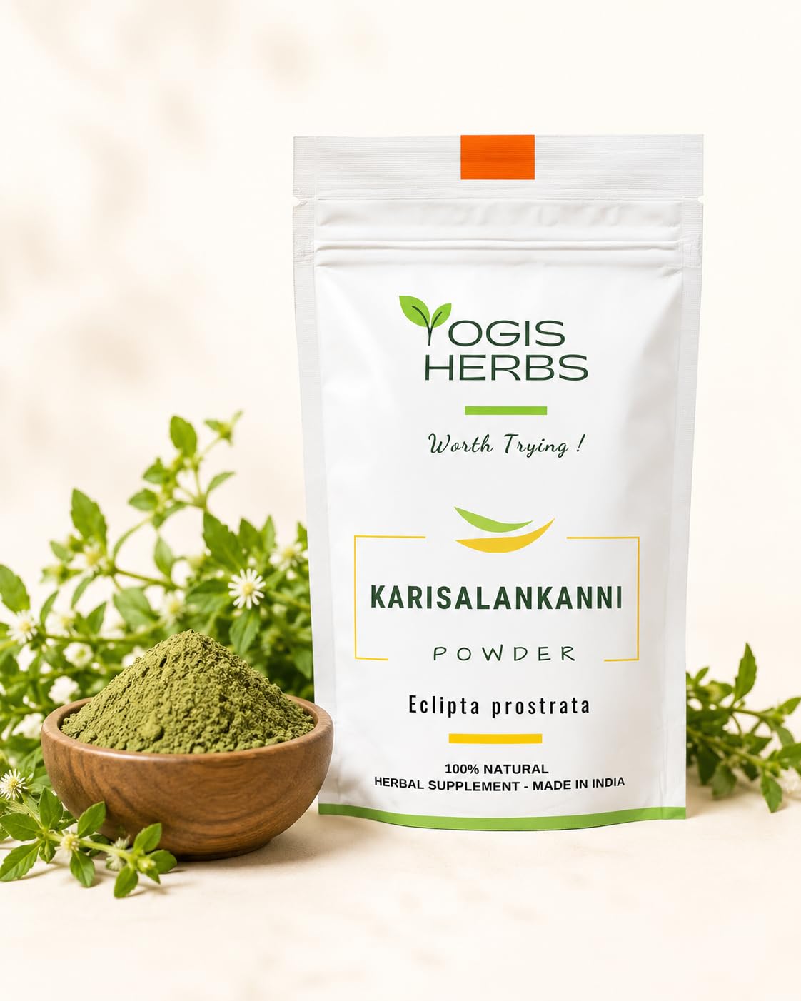 YOGIS HERBS Karisalankanni Powder, Bhringraj/Eclipta alba (False Daisy/Kesharaja - King of Hair) Traditional Ayurvedic Hair Care Powder, 8 oz