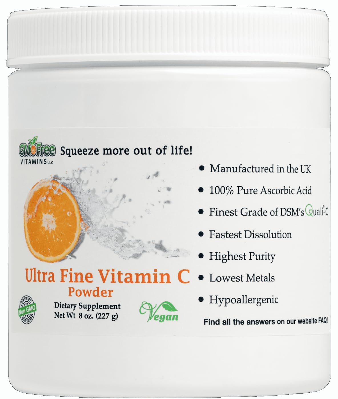 GMOFreeVitamins Ultra Fine Non GMO Vitamin C Powder 8 oz