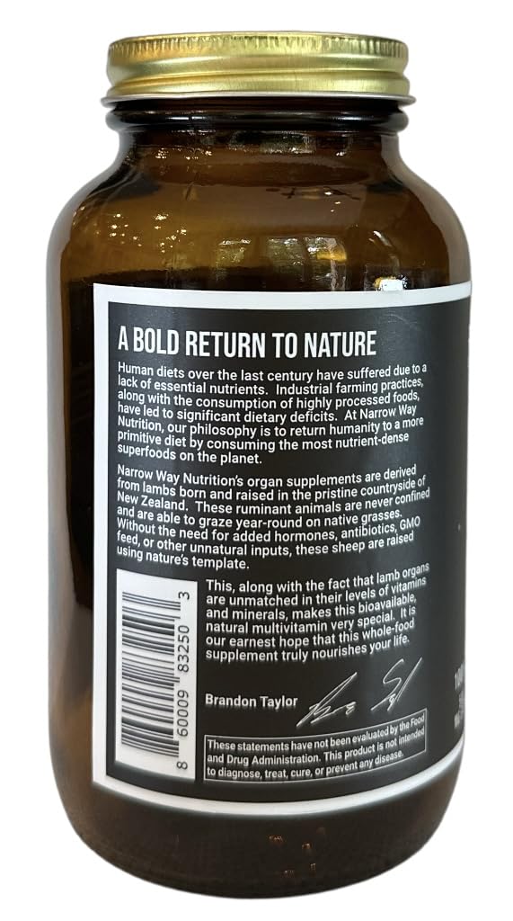 Narrow Way Nutrition Lamb Liver Regeneratively Raised in New Zealand Capsules, 180 Count