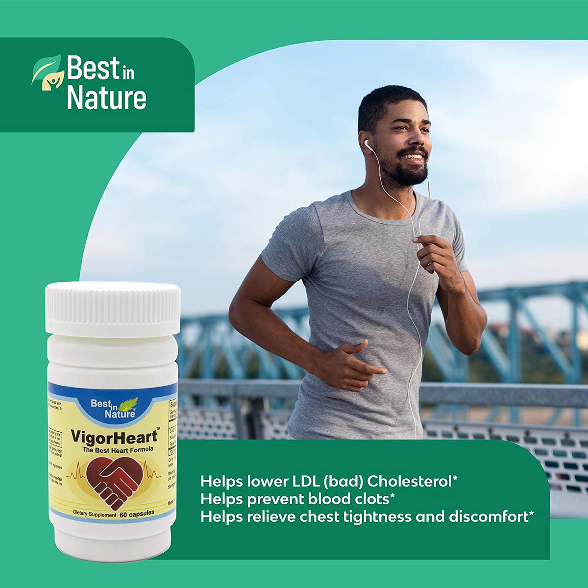 Best in Nature VigorHeart The Natural Heart Supplements with CoQ10, Salvia Miltiorrhiza, and Panax Pseudoginseng Capsules, 30 Count