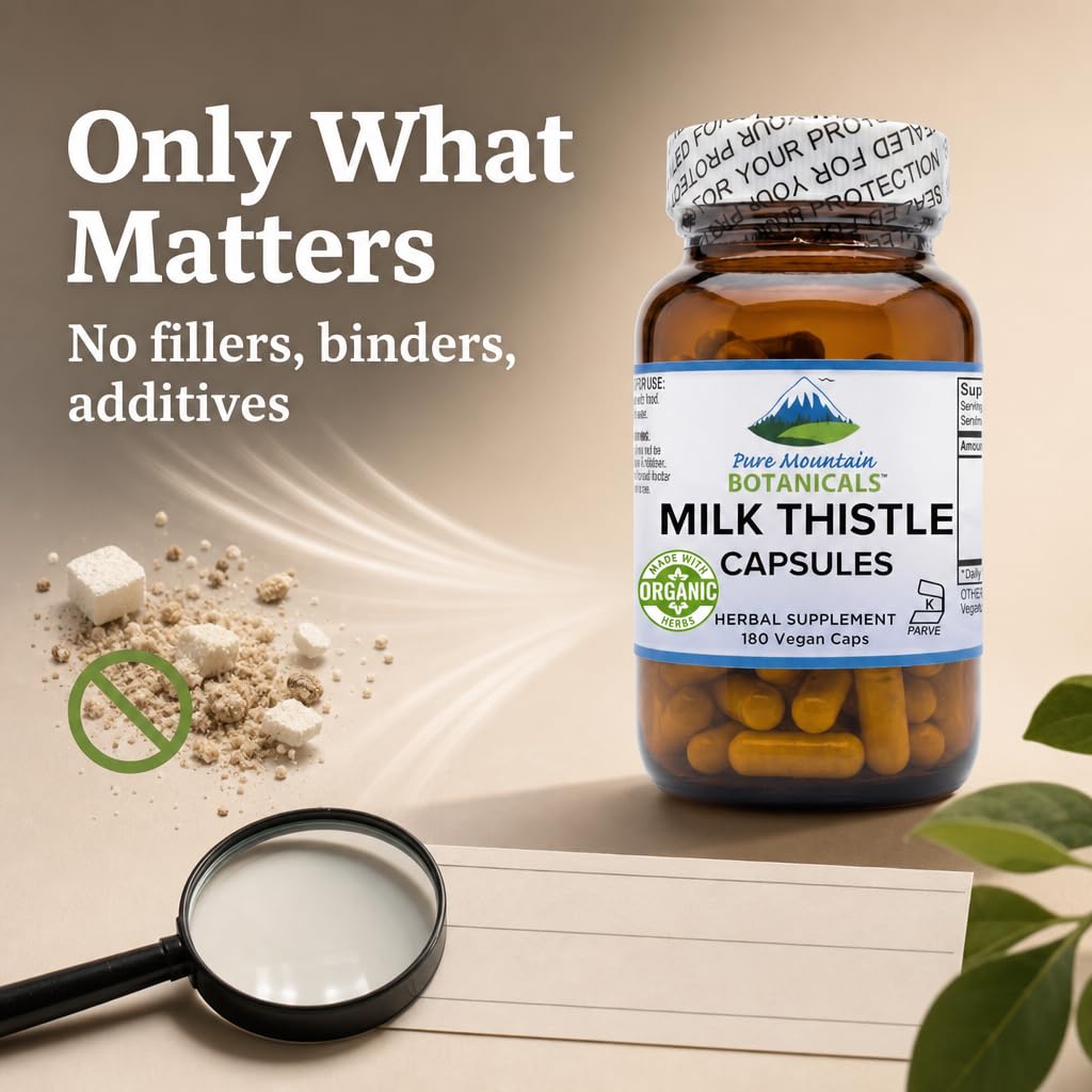 Pure Mountain Botanicals Milk Thistle Supplement Capsules 180