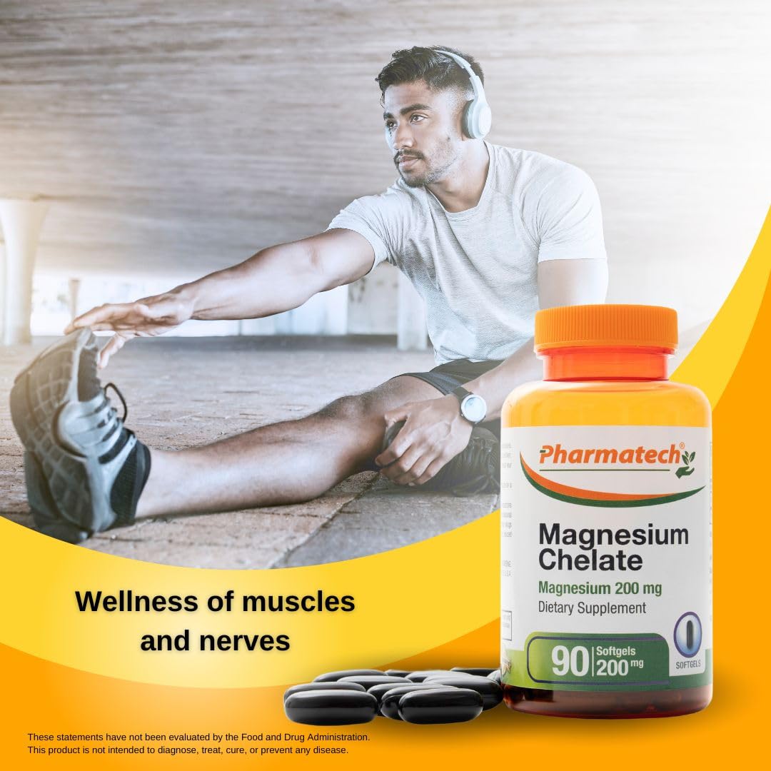 PHARMATECH Magnesium Glycinate Chelate 200 mg Softgels, 90 Count