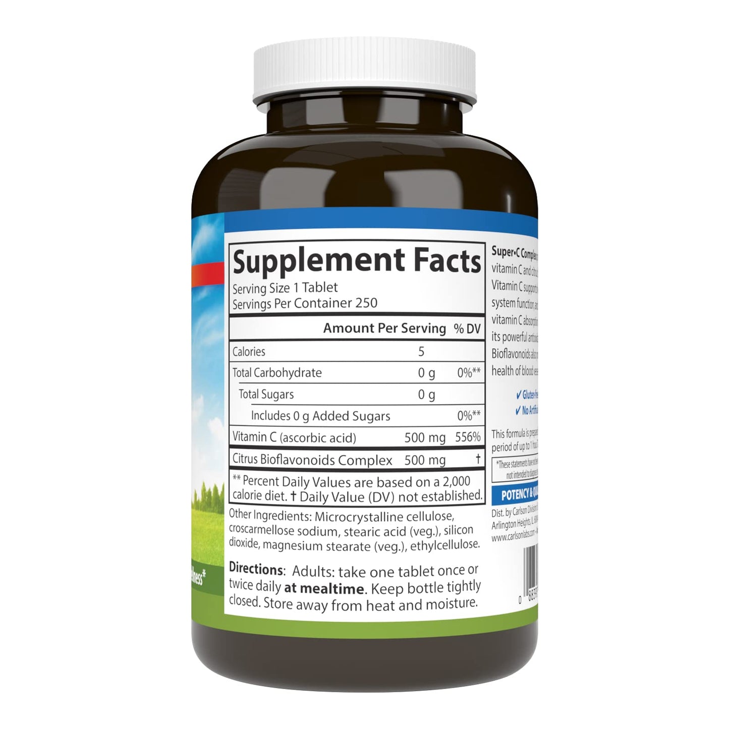 Carlson Super-C Complex 500 mg Vitamin C, 250 Tablets