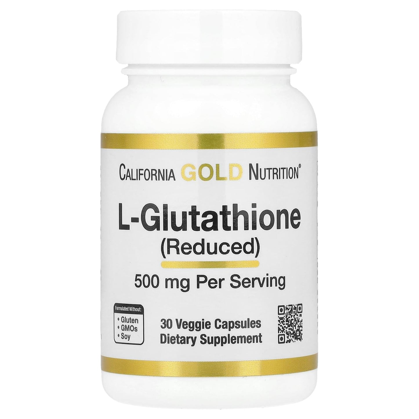 California Gold Nutrition L-Glutathione (Reduced), 500 mg Capsules, 30 Capsules