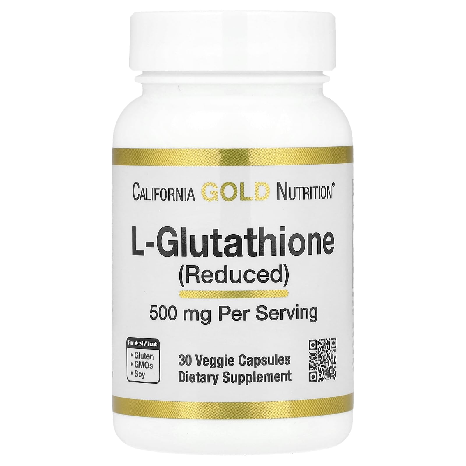 California Gold Nutrition L-Glutathione (Reduced), 500 mg Capsules, 30 Capsules