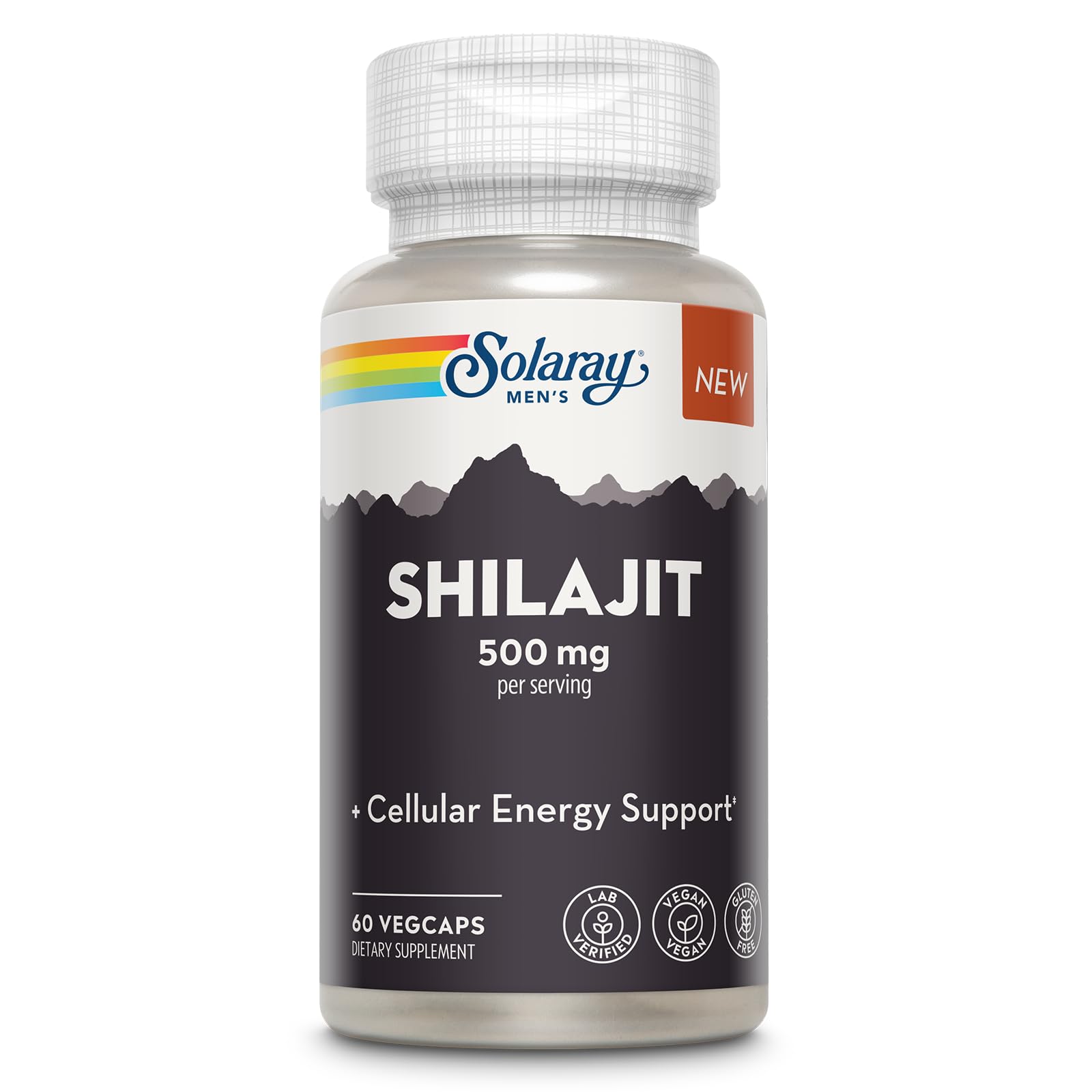 SOLARAY Shilajit 500 mg, PrimaVie (R) Himalayan Shilajit for Men, Capsules, 60 Count
