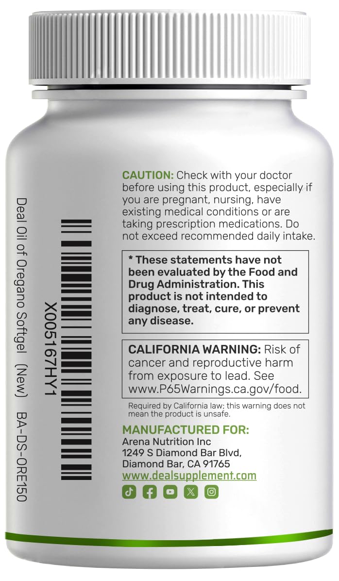 DEAL SUPPLEMENT Oil of Oregano Softgels with Black Seed Oil 150 Count