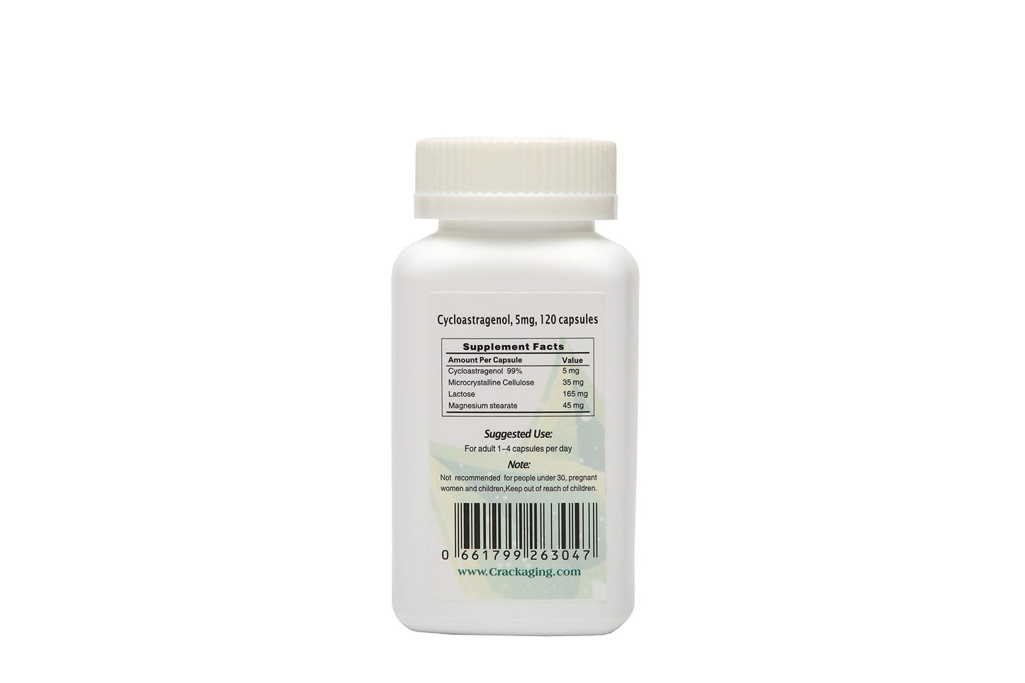 Crackaging Super-Absorption Cycloastragenol 98% 5mg Capsule, 120 Capsules