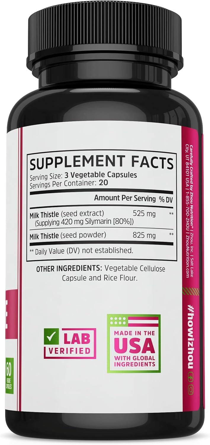 ZHOU Milk Thistle Liver Health Supplement Capsules 60
