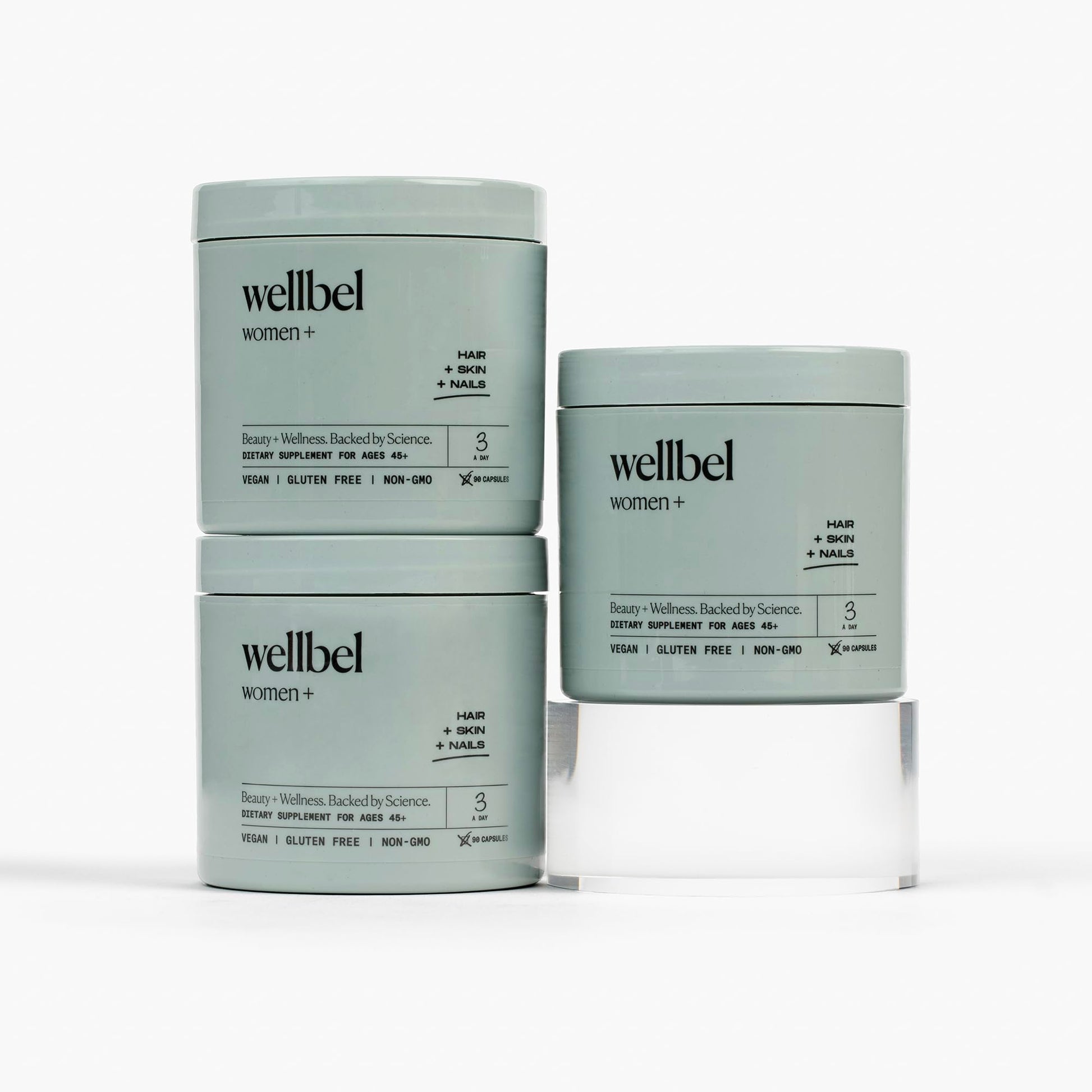 WELLBEL Women + Clean Supplement for Hair, Skin, and Nails, Capsule, 90 Count