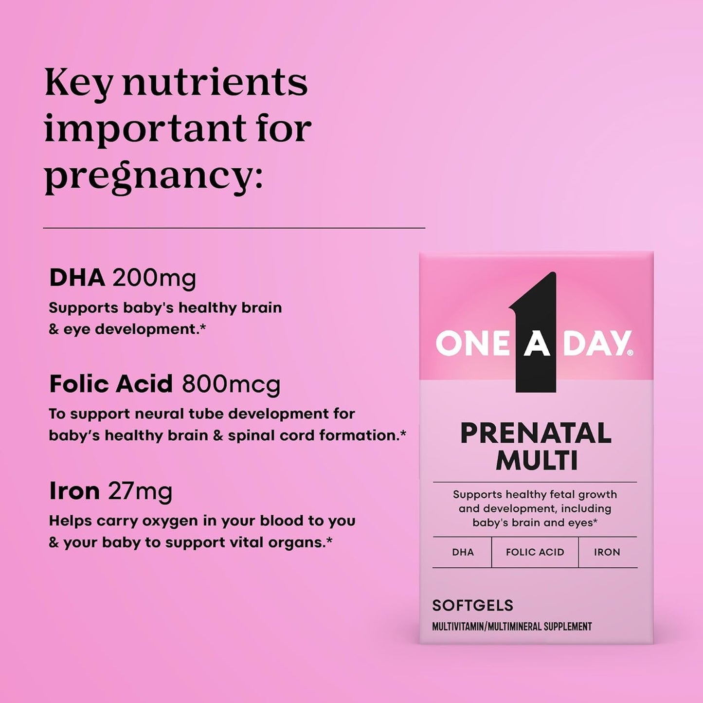 ONE A DAY Women's Prenatal 1 Multivitamin Softgel, 30 Count