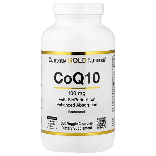 California Gold Nutrition CoQ10 100 mg, Coenzyme Q10 Ubiquinone USP with Bioperine Black Pepper for Enhanced Absorption, Supports Mitochondrial Function*, 360 Capsules
