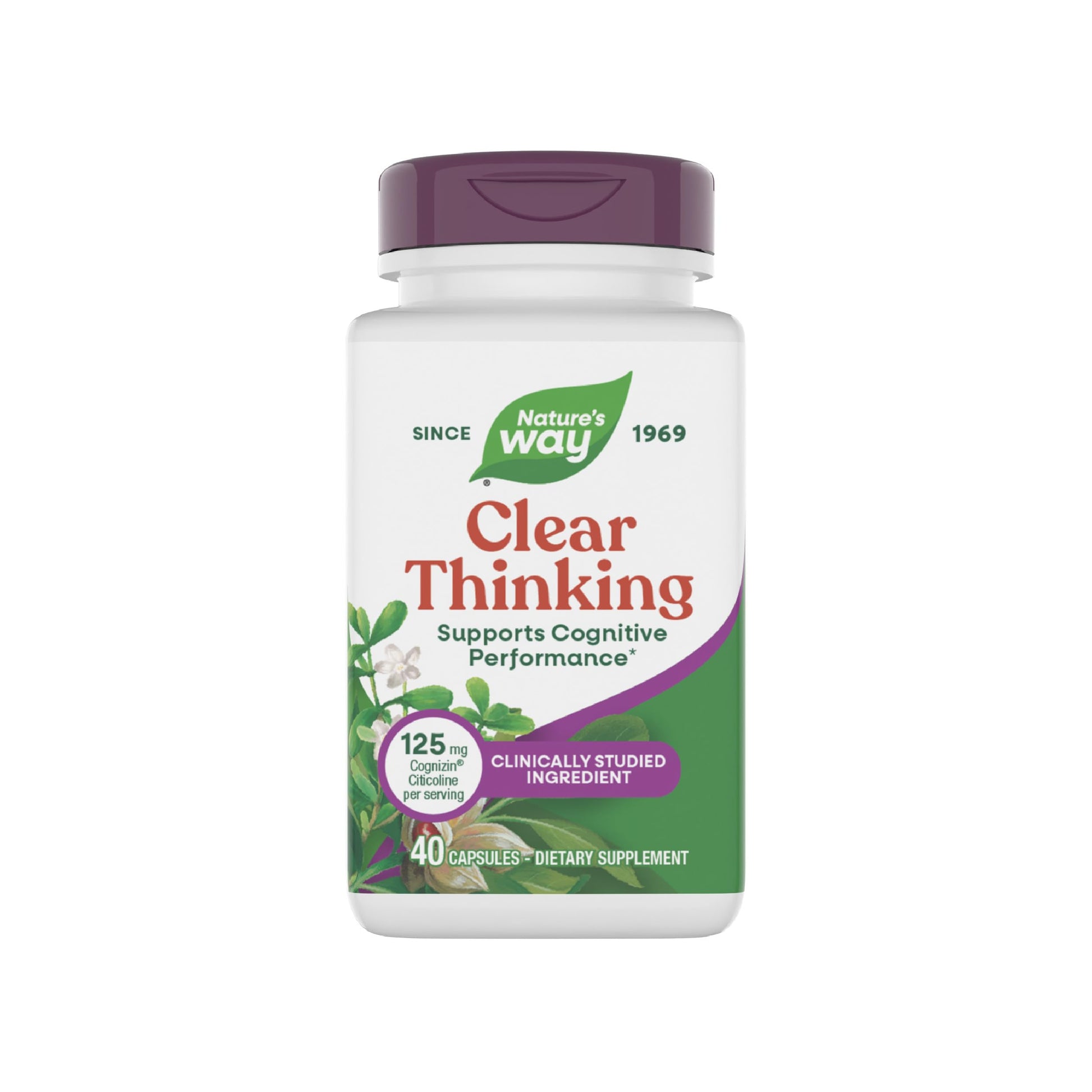 Nature's Way Clear Thinking Nootropic Ashwagandha Capsules, 40 Count