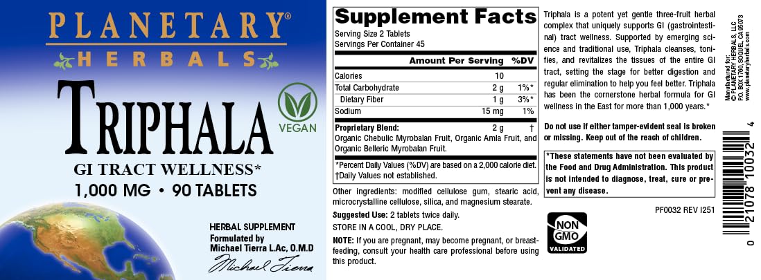 Planetary Herbals Triphala 1000mg Tablet, 90 Tablets