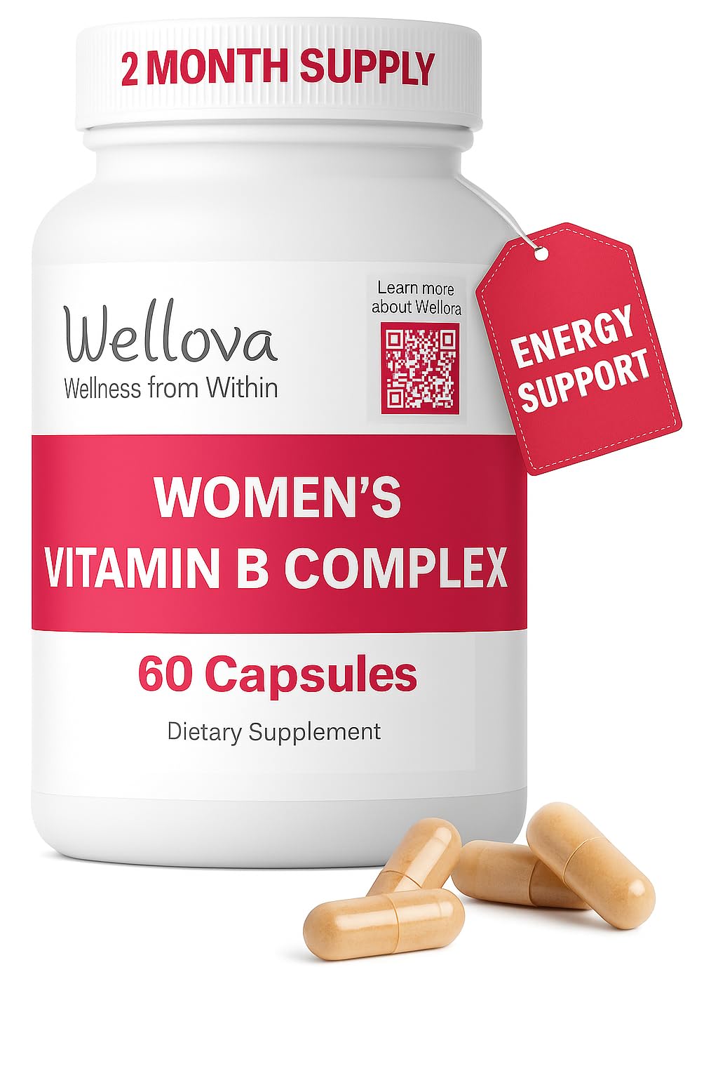Wellova Women's Vitamin B Complex, 60 Capsules