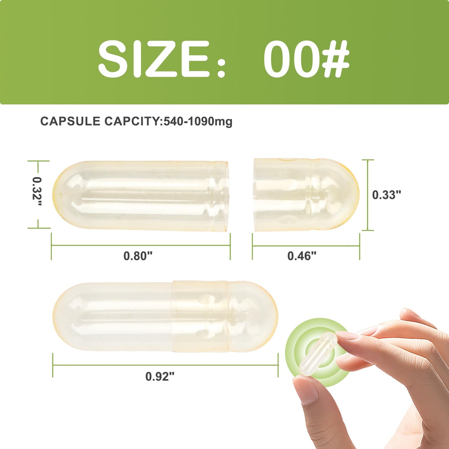 VGTPC Empty Vegan Capsules Size 00 Separated Clear 1000 Count
